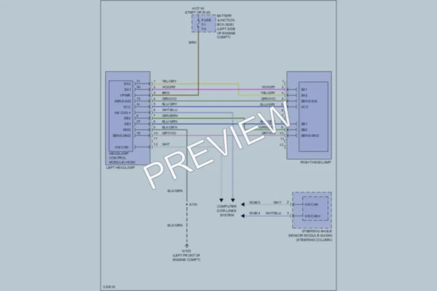 2010 Ford Edge Headlights wiring diagram preview
