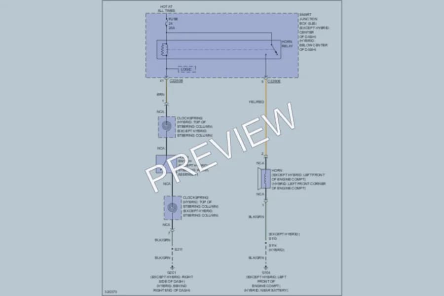 2010 Ford Escape Horn wiring diagram preview