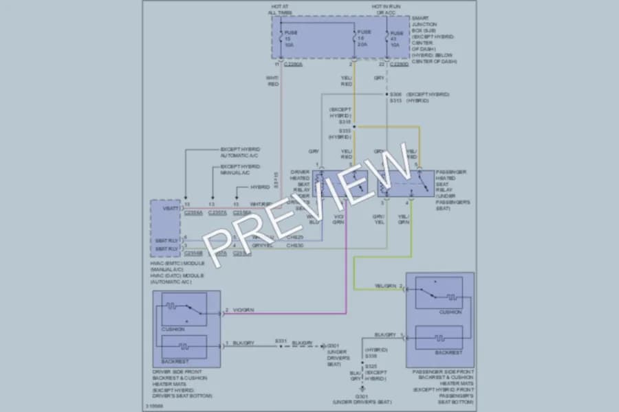2010 Ford Escape Power Seats wiring diagram preview