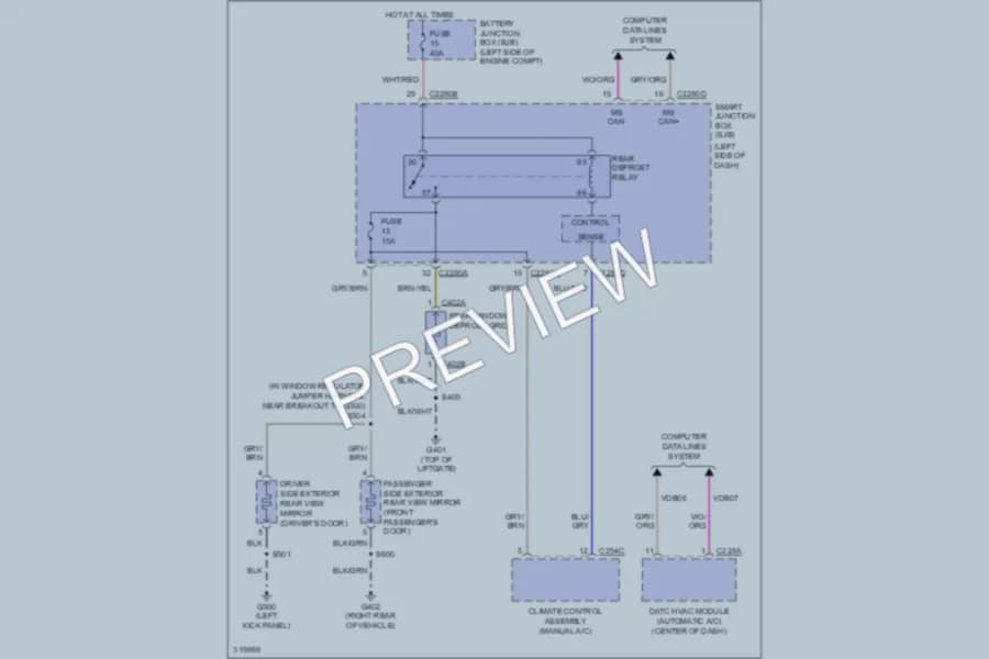 2010 Ford ExplorerSportTrac Defoggers wiring diagram preview