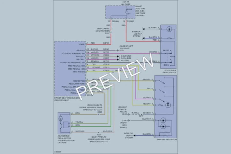 2010 Ford ExplorerSportTrac Memory Systems wiring diagram preview