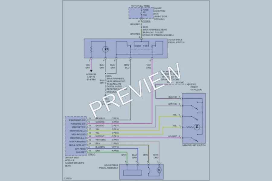2010 Ford F350 Super Duty Memory Systems wiring diagram preview with protected circuit layout