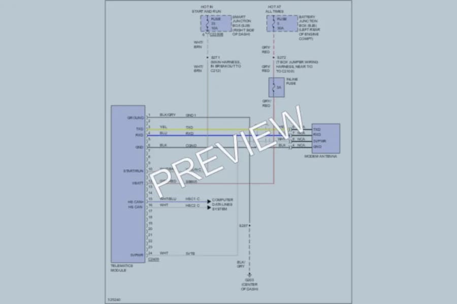 2010 Ford F350 Super Duty Navigation wiring diagram preview with protected circuit layout
