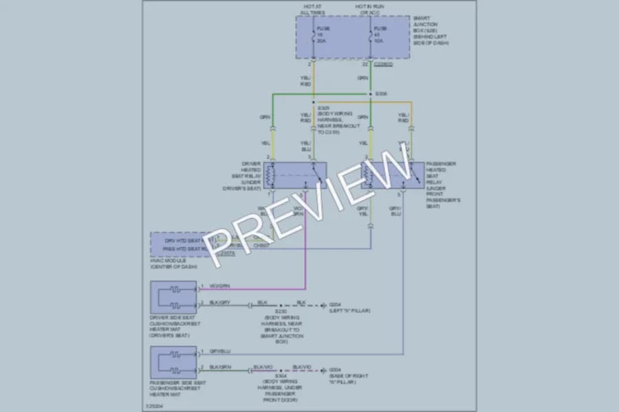 2010 Ford Focus Power Seats wiring diagram preview
