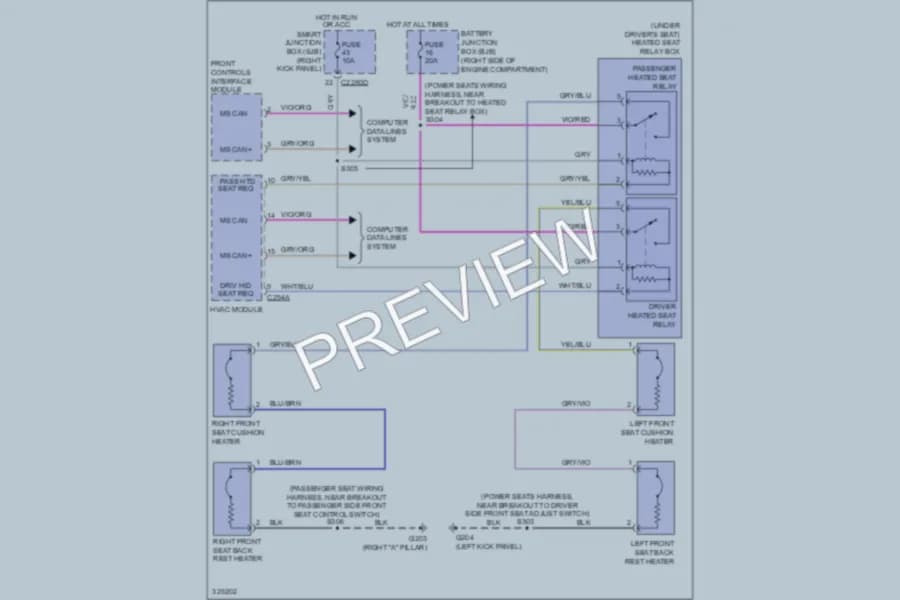 2010 Ford Mustang Power Seats wiring diagram preview
