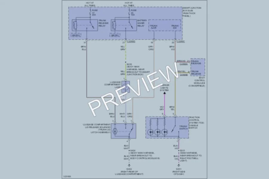 2010 Ford Mustang Trunk Tailgate Fuel Door wiring diagram preview