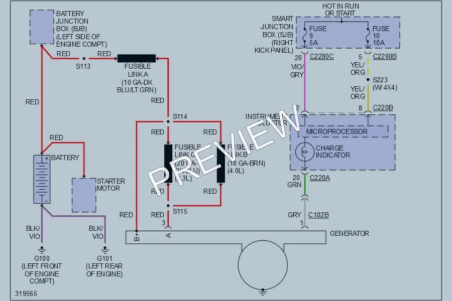 2010 Ford Ranger Starting Charging wiring diagram preview