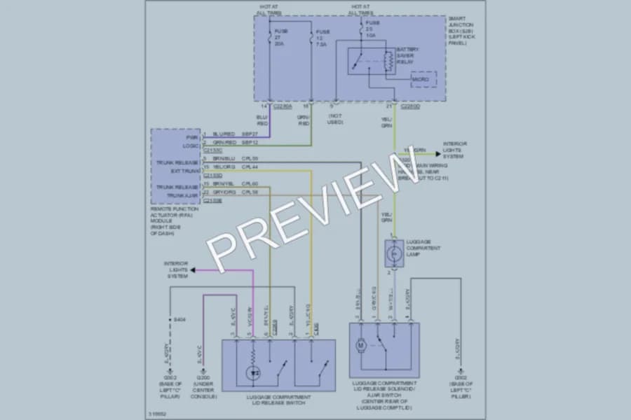 2010 Ford Taurus Trunk Tailgate Fuel Door wiring diagram preview