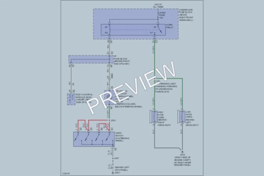 2010 GMC Acadia Horn wiring diagram preview