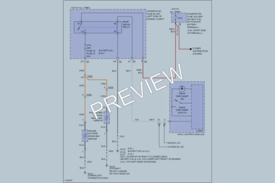 2010 GMC 1500 Defoggers wiring diagram preview with protected circuit layout