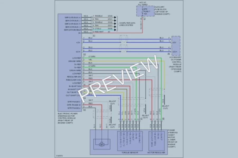 2010 GMC 1500 Electronic Power Steering wiring diagram preview with protected circuit layout
