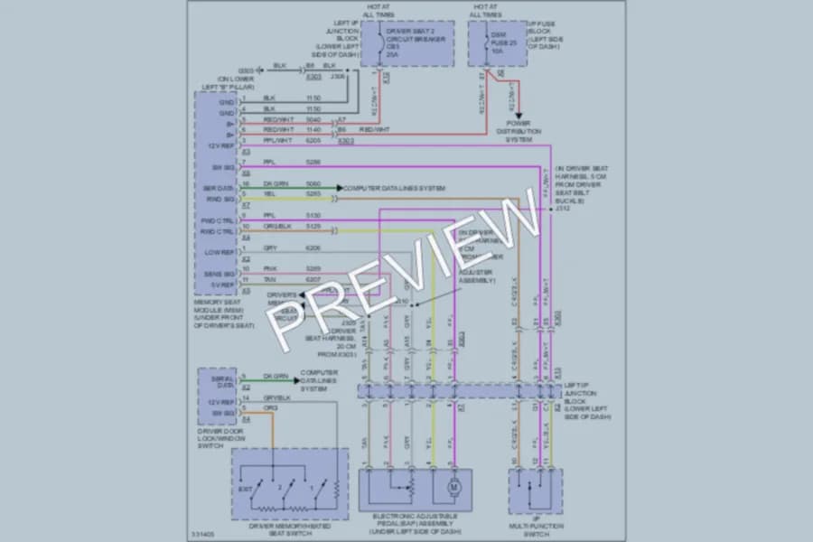 2010 GMC 3500 Hd Memory Systems wiring diagram preview with protected circuit layout