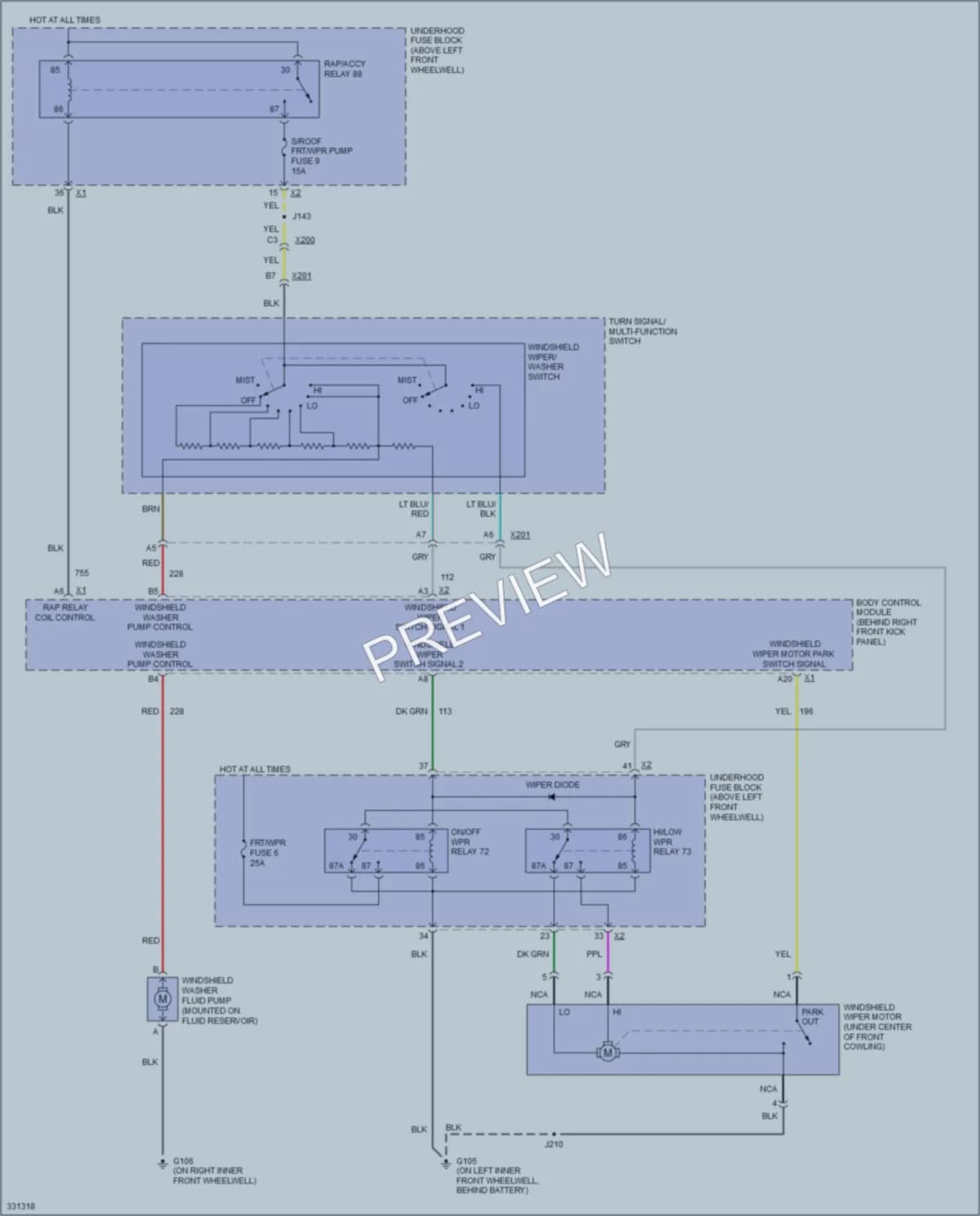 2010 HUMMER H3 Wiper Washer wiring diagram preview