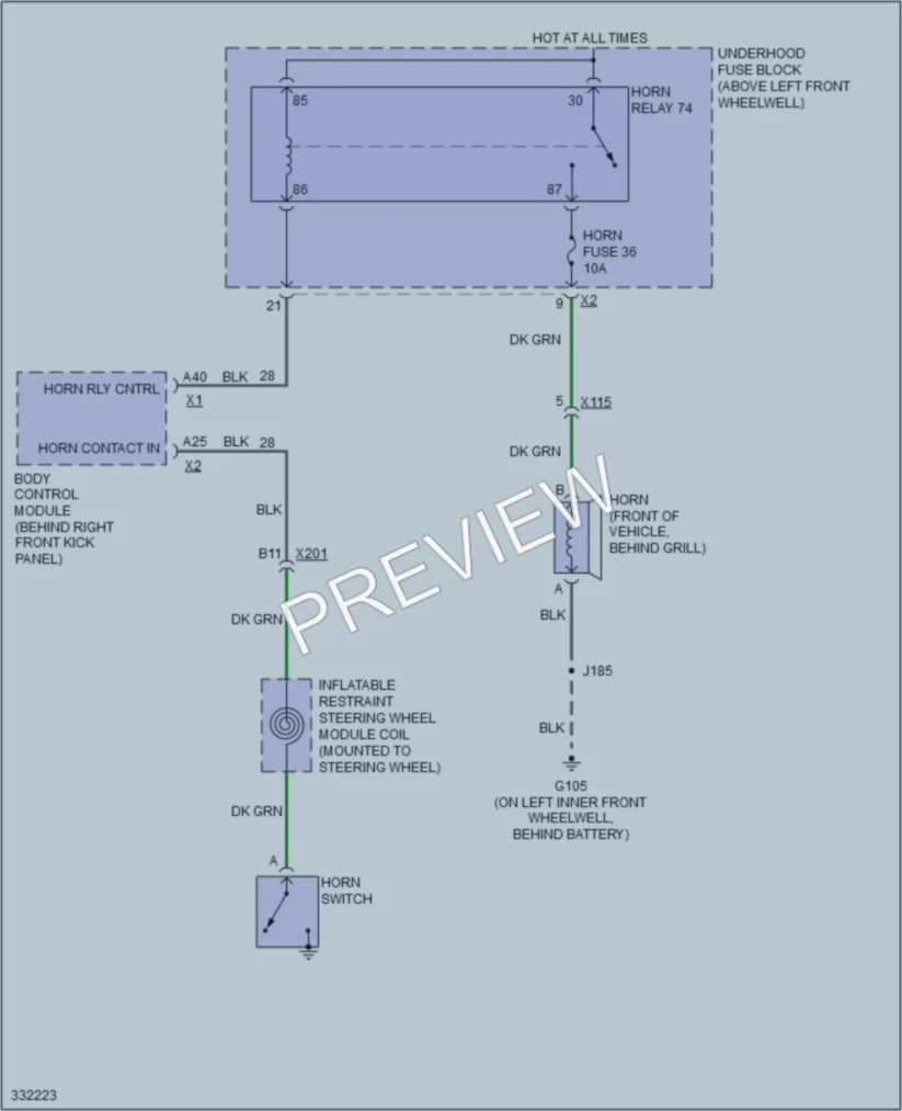 2010 HUMMER H3T Horn wiring diagram preview