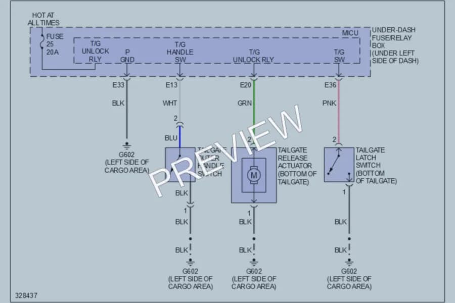2010 Honda CRV Trunk Tailgate Fuel Door wiring diagram preview
