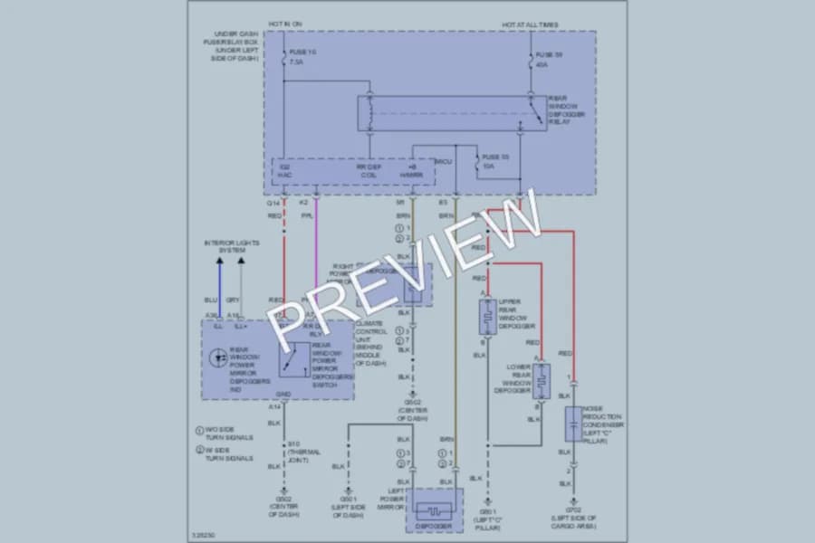 2010 Honda Insight Defoggers wiring diagram preview