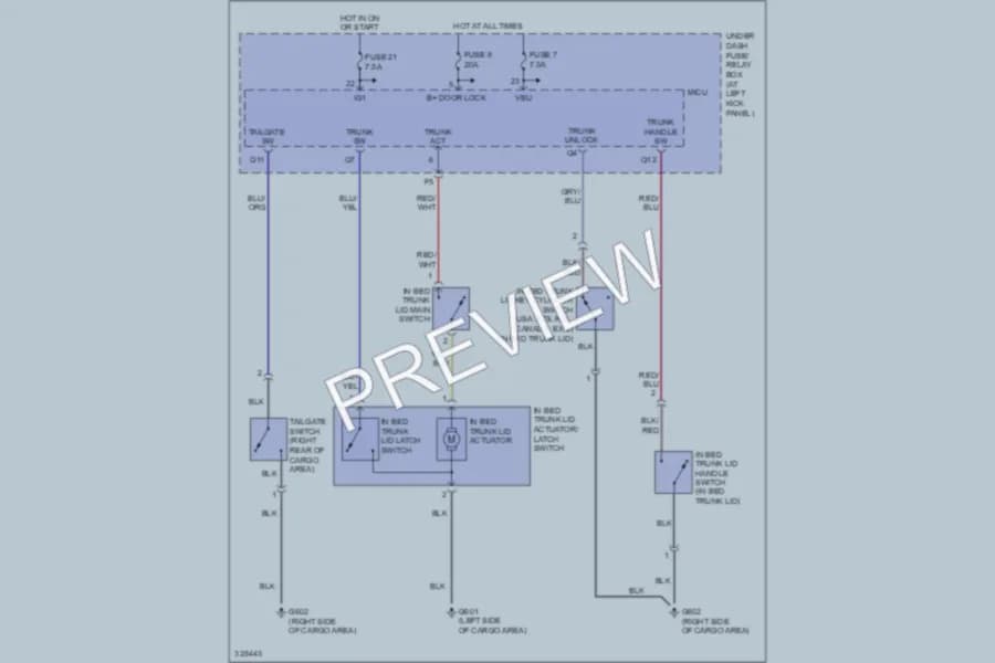 2010 Honda Ridgeline Trunk Tailgate Fuel Door wiring diagram preview