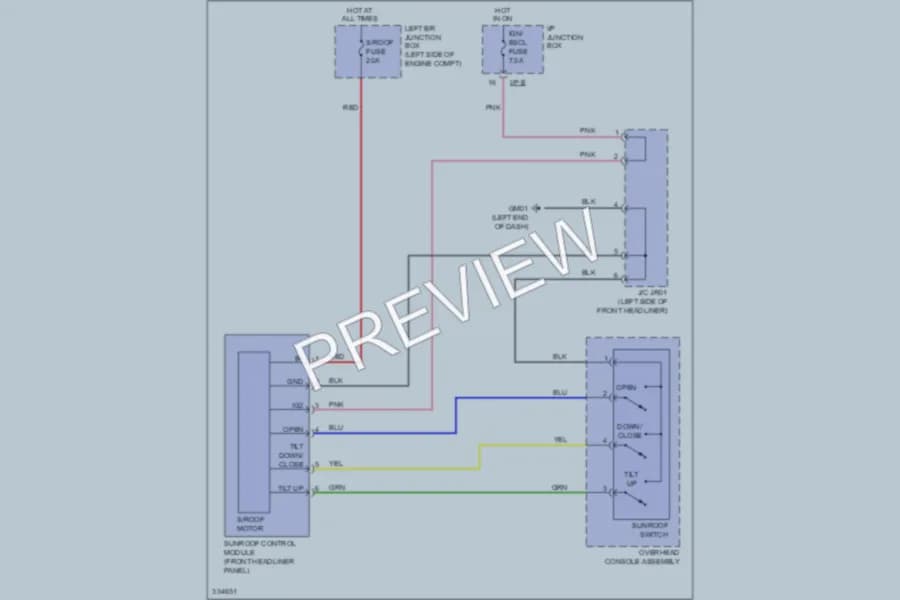 2010 Hyundai Genesis Power Top Sunroof wiring diagram preview