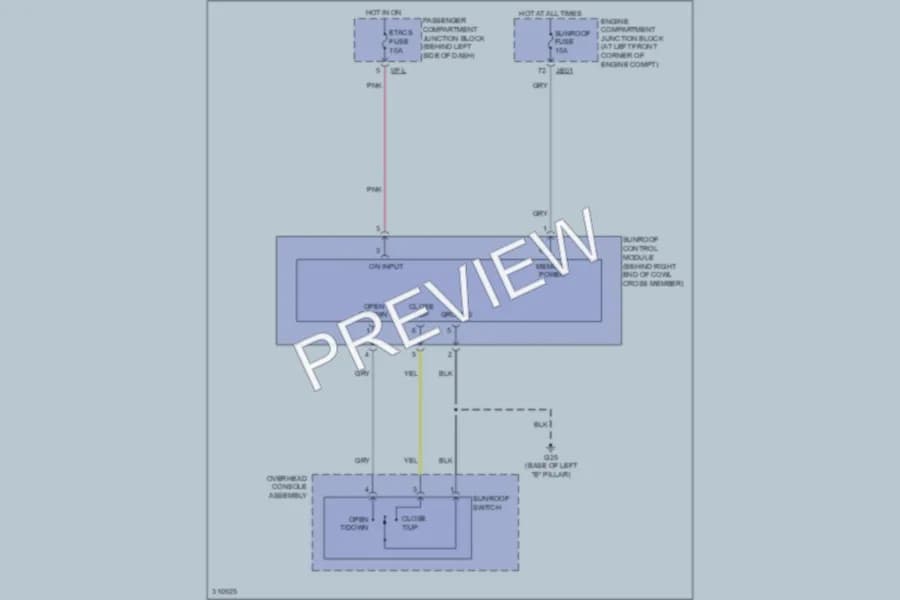 2010 Hyundai Sonata Power Top Sunroof wiring diagram preview