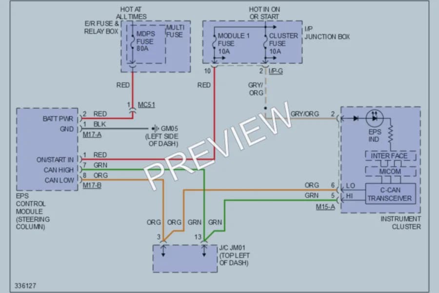 2010 Hyundai Tucson Electronic Power Steering wiring diagram preview