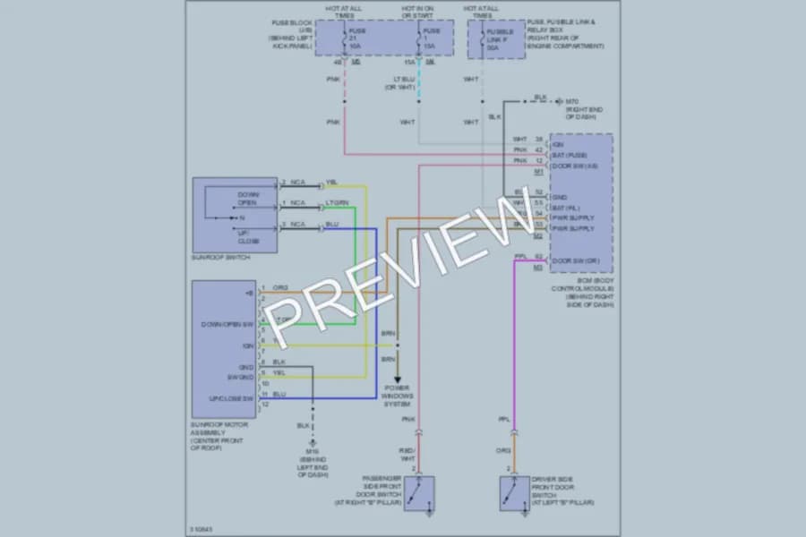 2010 Infiniti M45 Power Top Sunroof wiring diagram preview