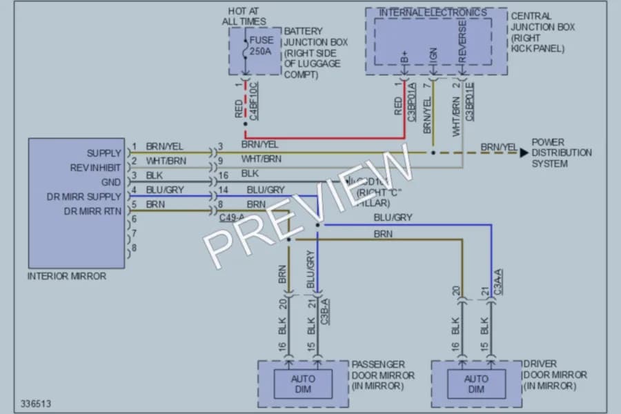 2010 Jaguar XFR Power Mirrors wiring diagram preview