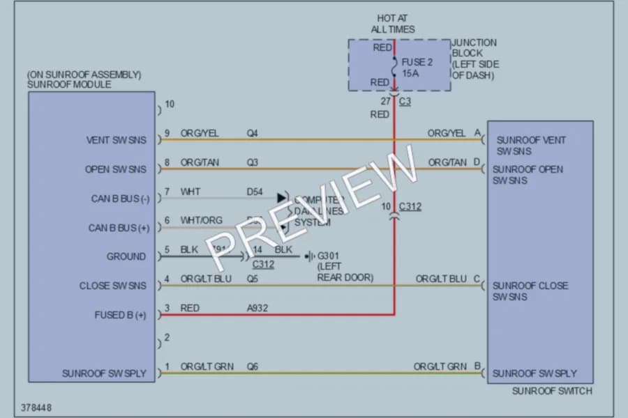 2010 Jeep GrandCherokee Power Top Sunroof wiring diagram preview
