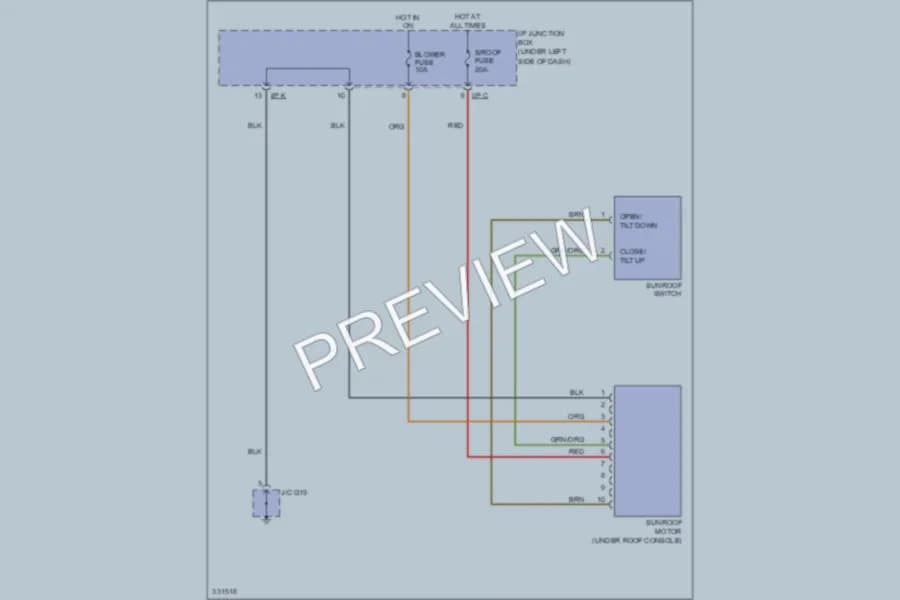 2010 Kia Rio Power Top Sunroof wiring diagram preview