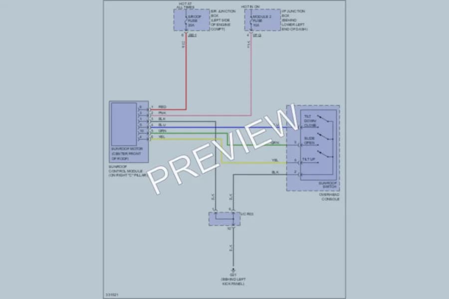 2010 Kia Rondo Power Top Sunroof wiring diagram preview