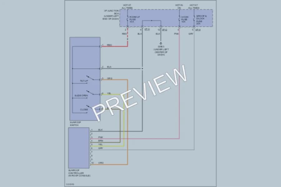2010 Kia Sportage Power Top Sunroof wiring diagram preview