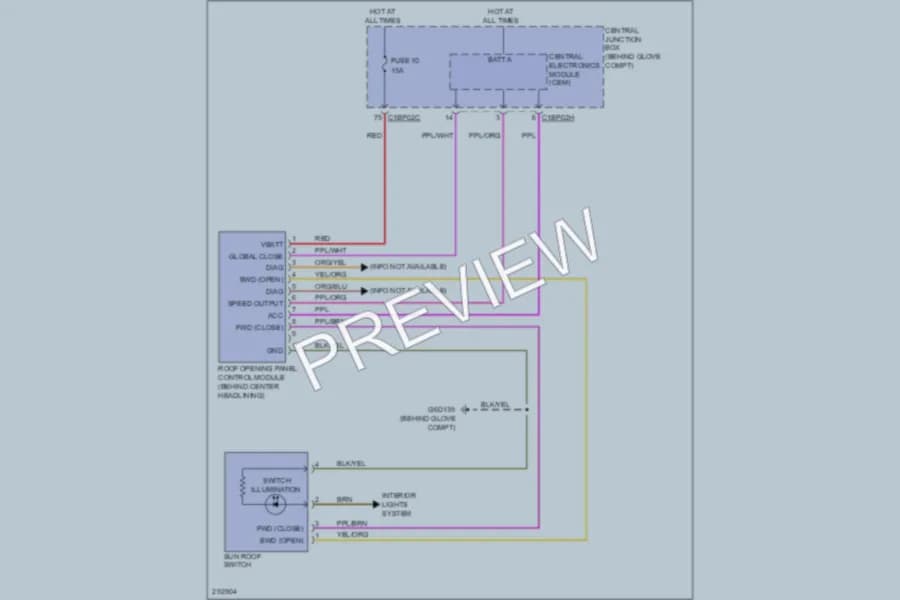 2010 LandRover LR2 Power Top Sunroof wiring diagram preview