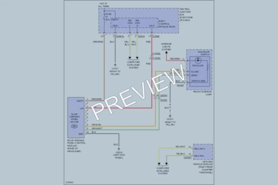 2010 LandRover RangeRoverSport Power Top Sunroof wiring diagram preview