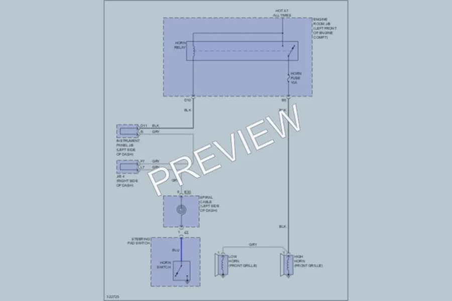 2010 Lexus ES350 Horn wiring diagram preview