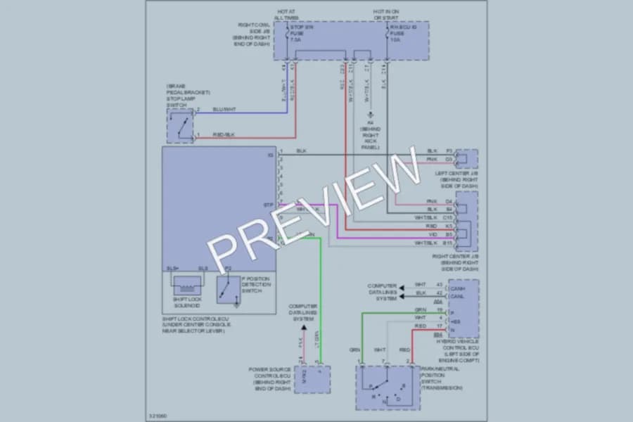 2010 Lexus GS450h Shift Interlock wiring diagram preview
