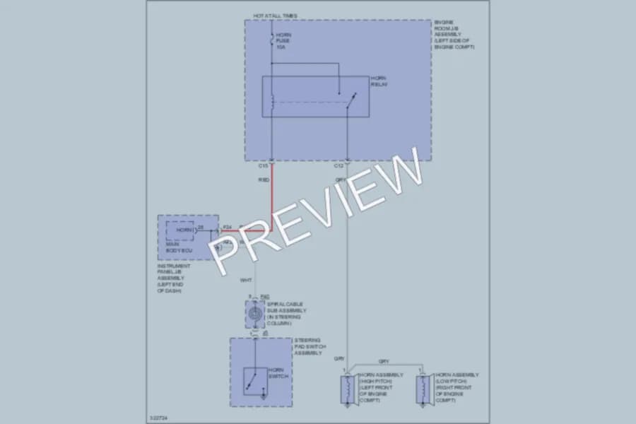 2010 Lexus RX450h Horn wiring diagram preview
