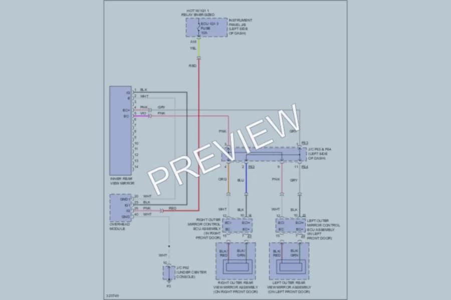 2010 Lexus RX450h Power Mirrors wiring diagram preview