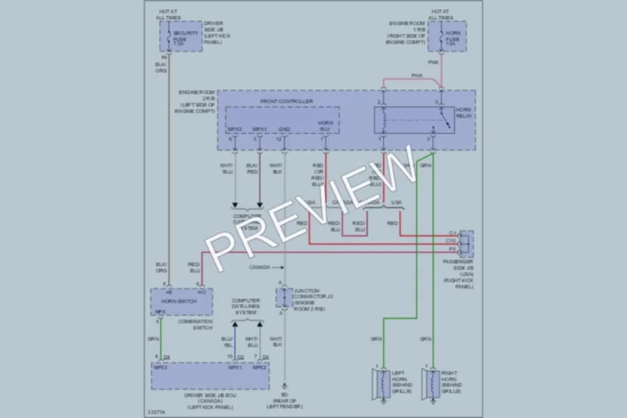 2010 Lexus SC430 Horn wiring diagram preview
