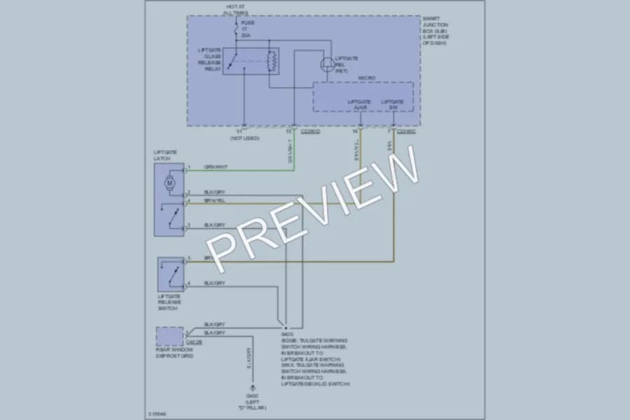 2010 Lincoln MKX Trunk Tailgate Fuel Door wiring diagram preview