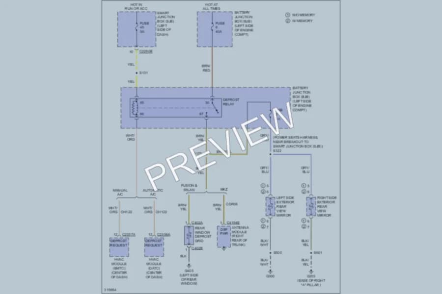 2010 Lincoln MKZ Defoggers wiring diagram preview
