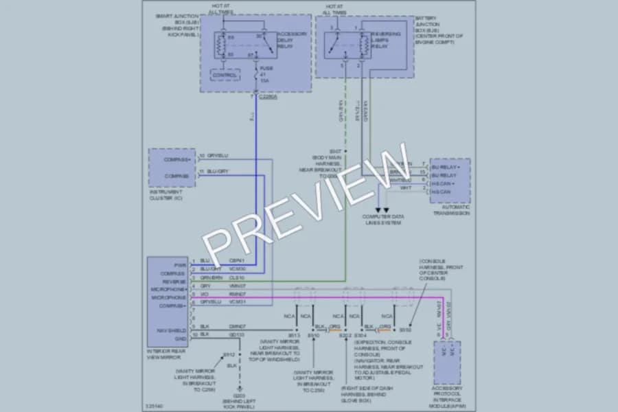 2010 Lincoln Navigator Power Mirrors wiring diagram preview