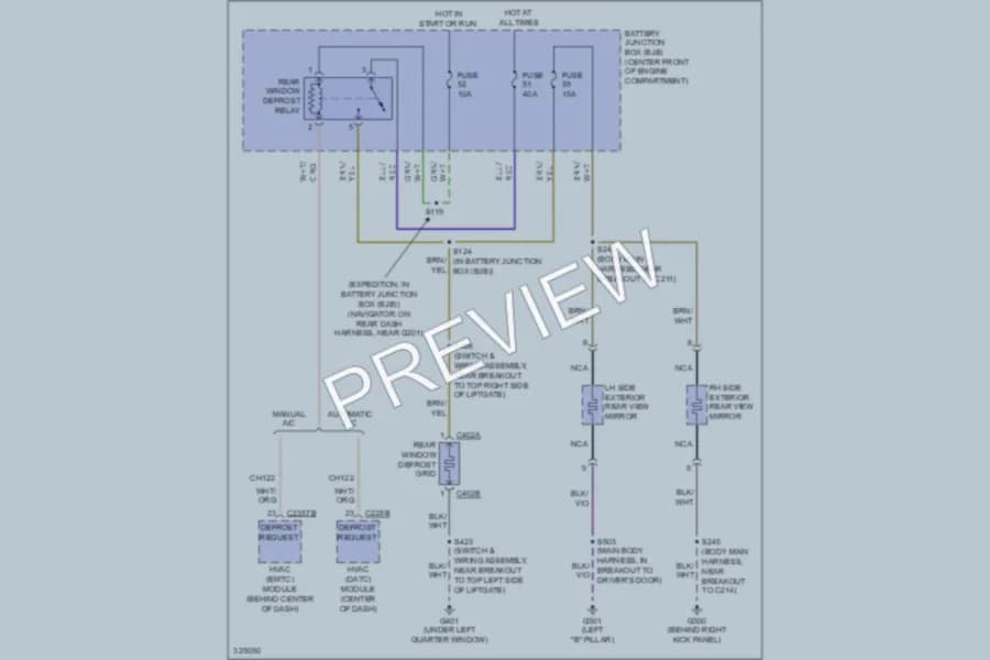 2010 Lincoln NavigatorL Defoggers wiring diagram preview