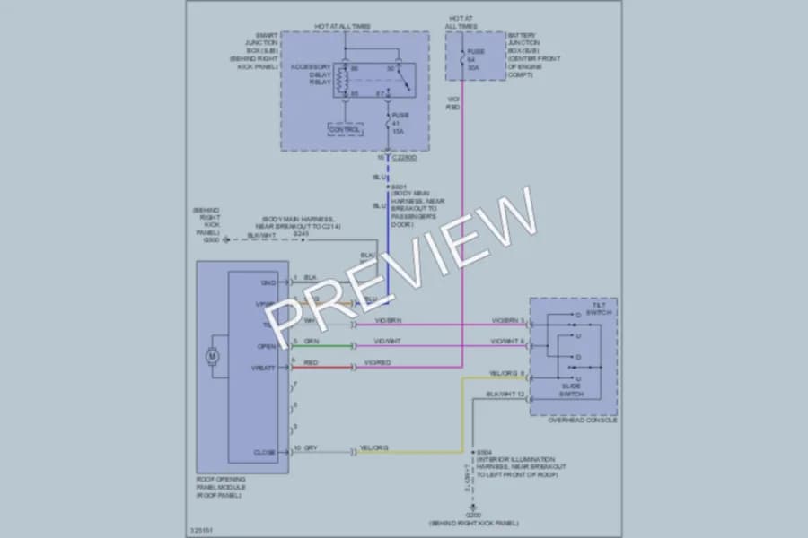 2010 Lincoln NavigatorL Power Top Sunroof wiring diagram preview