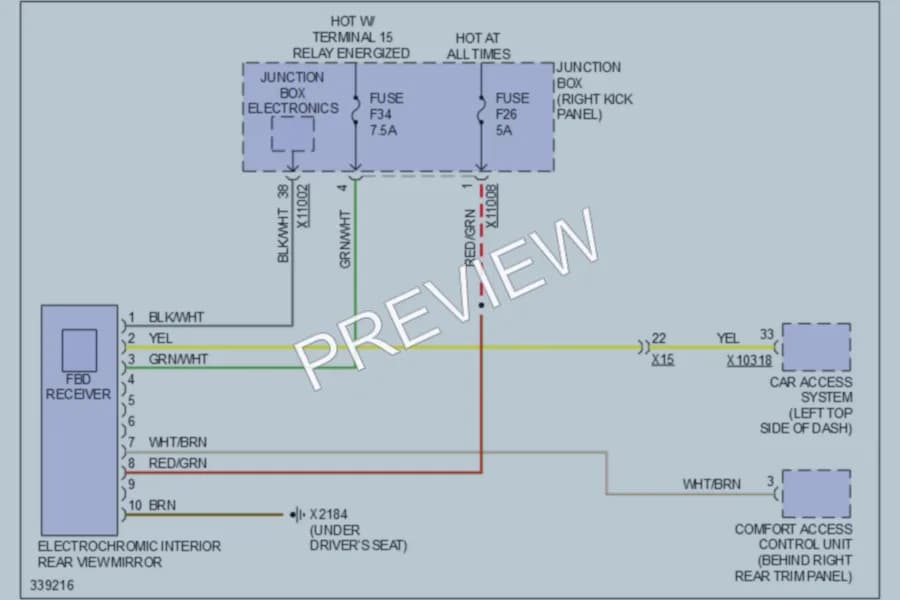 2010 MINI CooperClubman Power Mirrors wiring diagram preview