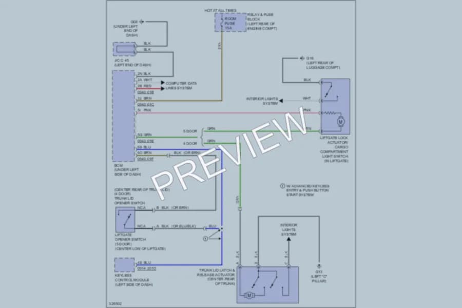 2010 Mazda 3 Trunk Tailgate Fuel Door wiring diagram preview