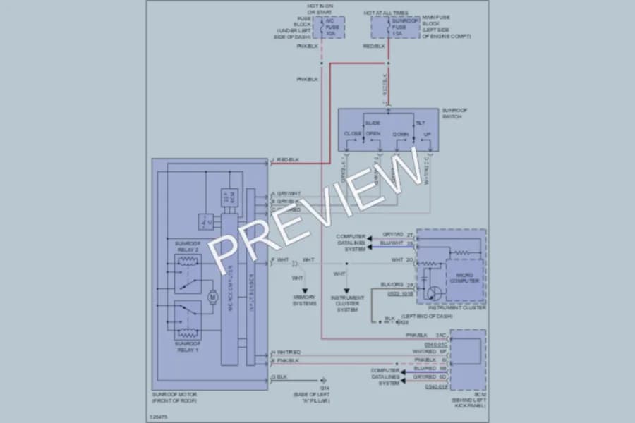 2010 Mazda 6 Power Top Sunroof wiring diagram preview