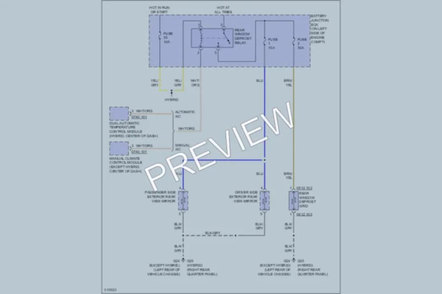 2010 Mazda Tribute Defoggers wiring diagram preview