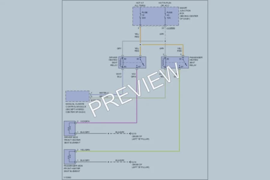 2010 Mazda Tribute Power Seats wiring diagram preview
