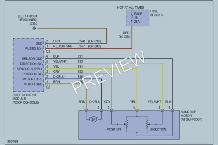2010 MercedesBenz 3500Sprinter Power Top Sunroof wiring diagram preview