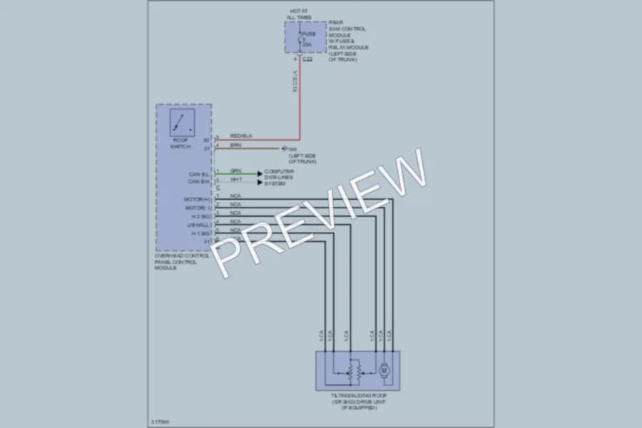 2010 MercedesBenz CLS550 Power Top Sunroof wiring diagram preview