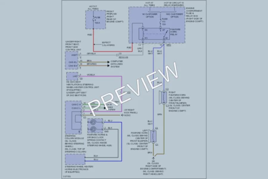 2010 MercedesBenz ML350 Horn wiring diagram preview